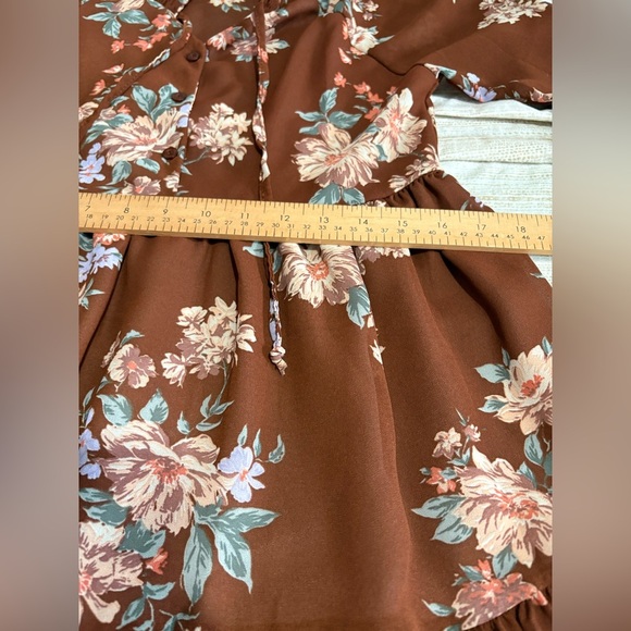 American Eagle long sleeve brown floral mini dress size xs - Picture 10 of 14